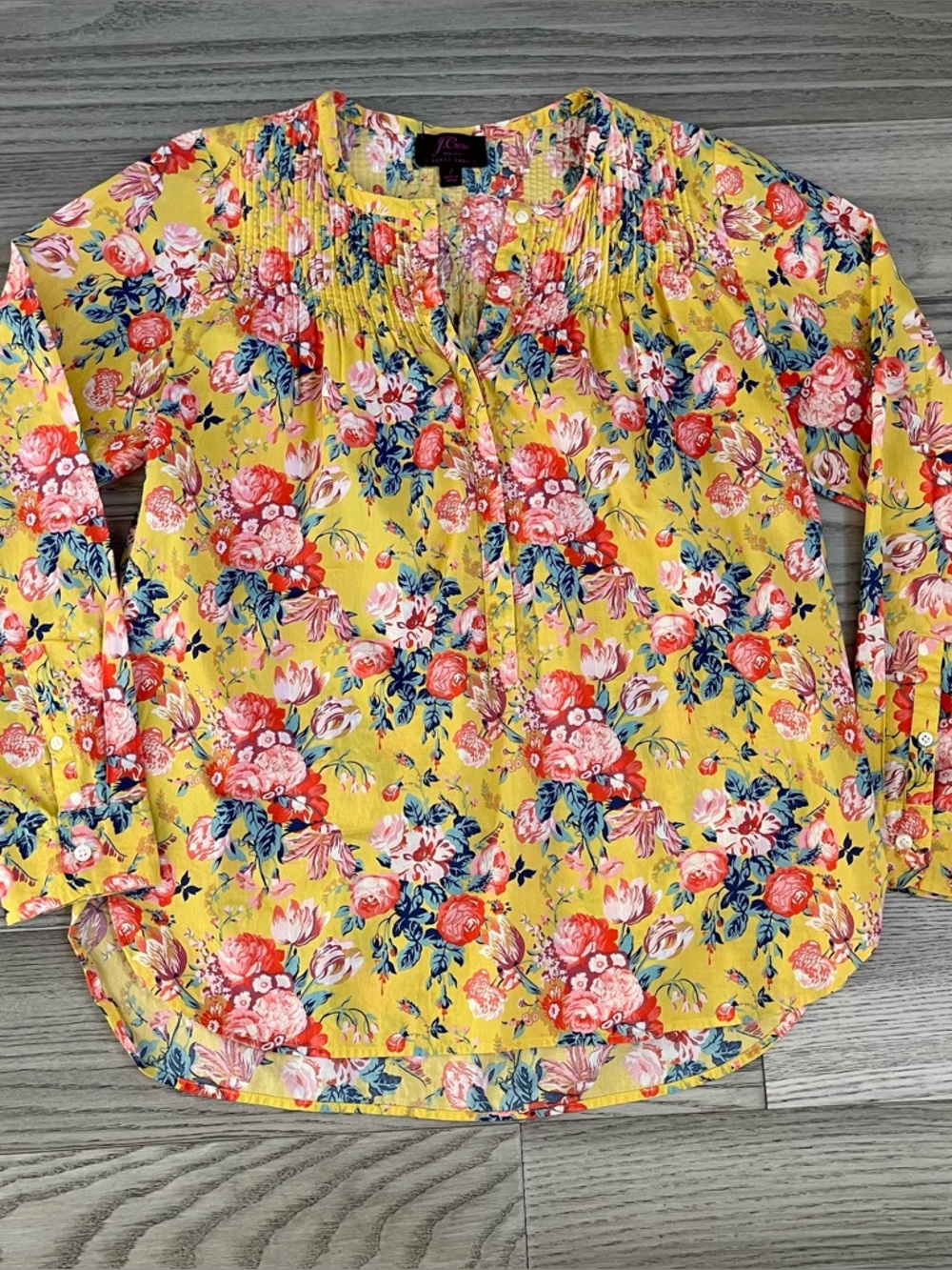 J. Crew Yellow/ Pink Classic Popover Shirt in Liberty® Magical Bouquet Size 2